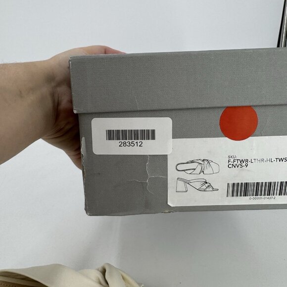 Everlane The Day Twist Heel Sandals sz 9 Parchment Slip-on Leather Block Heel - Picture 9 of 9